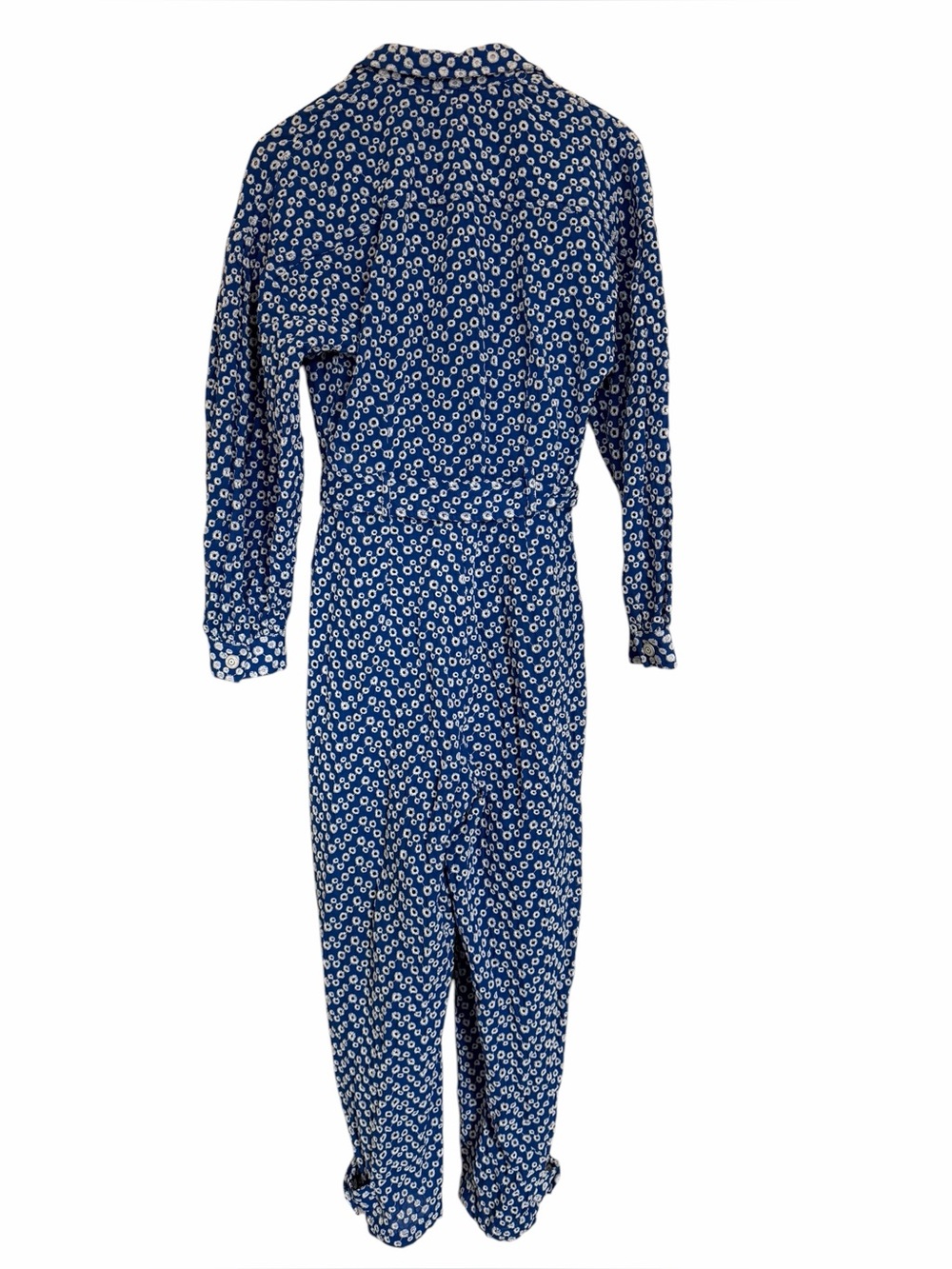 Nocturne brand Blue Button-Up Belted Eyelet Jumpsuit size 38 (US 8) - Picture 3 of 15